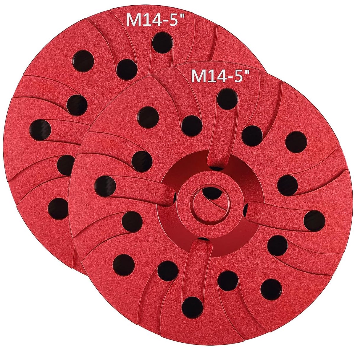 2st Klittenband schuurschijf Metaal schuurplaat M14 met schroefdraad Klittenband pad voor haakse slijper/polijstmachine en afwerking voor het schuren van hout auto's etc (Rood)