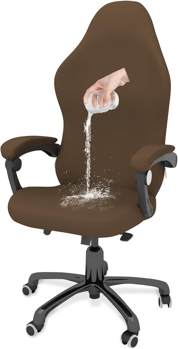 Hoes voor gamingstoelen, waterdicht, rekbaar, met 1 paar armleuningen, ergonomisch, draaibare bureaustoelhoes, antislip, verwijderbaar, lichtbruin