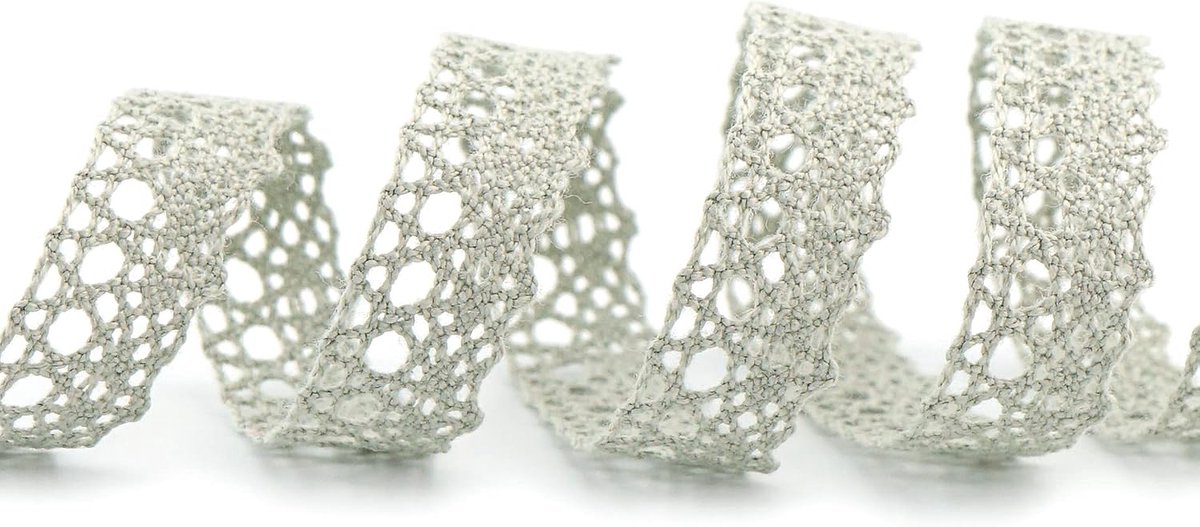 Emilia RIETGROEN 3 m x 15 mm katoenen kant lichtgroen kantlint kantrand decoratielint strikkenband gehaakt kant katoen gehaakt lint vintage cadeaulint bruiloft