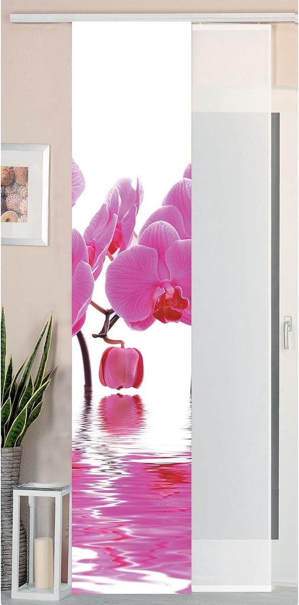 2-delige set schuifgordijn paneelgordijn wilde zijde look en voile paneel, 245x45, orchidee roze, 80400