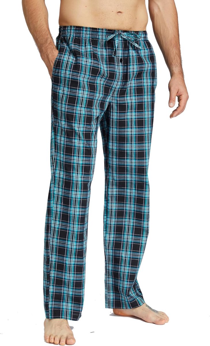 100% katoen pyjamabroek geweven geruit slaapbroek loungewear pyjama broek met zakken