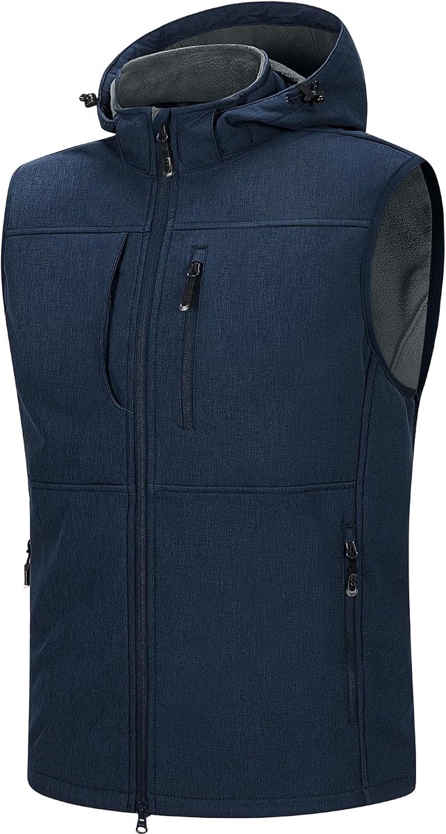 33,000ft Outdoorjas voor heren, waterdicht, softshell, mouwloos, bodywarmer, fleecevest, volledige ritssluiting