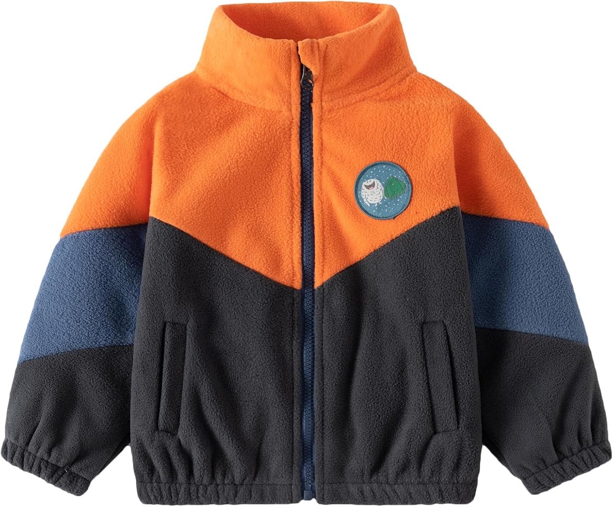 Polar Fleece Jacket, Baby Jongens Volledige Rits Lange Mouwen Warme Jas voor Herfst Lente Winter