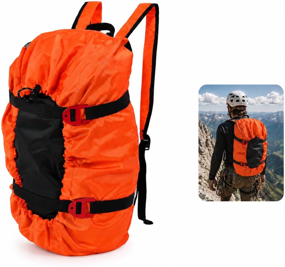 3 Kleuren Rotsklimtouwset, Waterdichte Opvouwbare Schouderriem Werptouwtas Voor Buiten Kamperen Wandelen(Oranje)