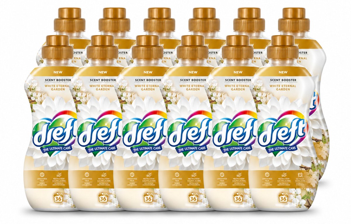 12 x Dreft – White Eternal Garden – Vloeibare Geurbooster – 720 ml – 36 wasbeurten - Voordeelverpakking - 12 stuks