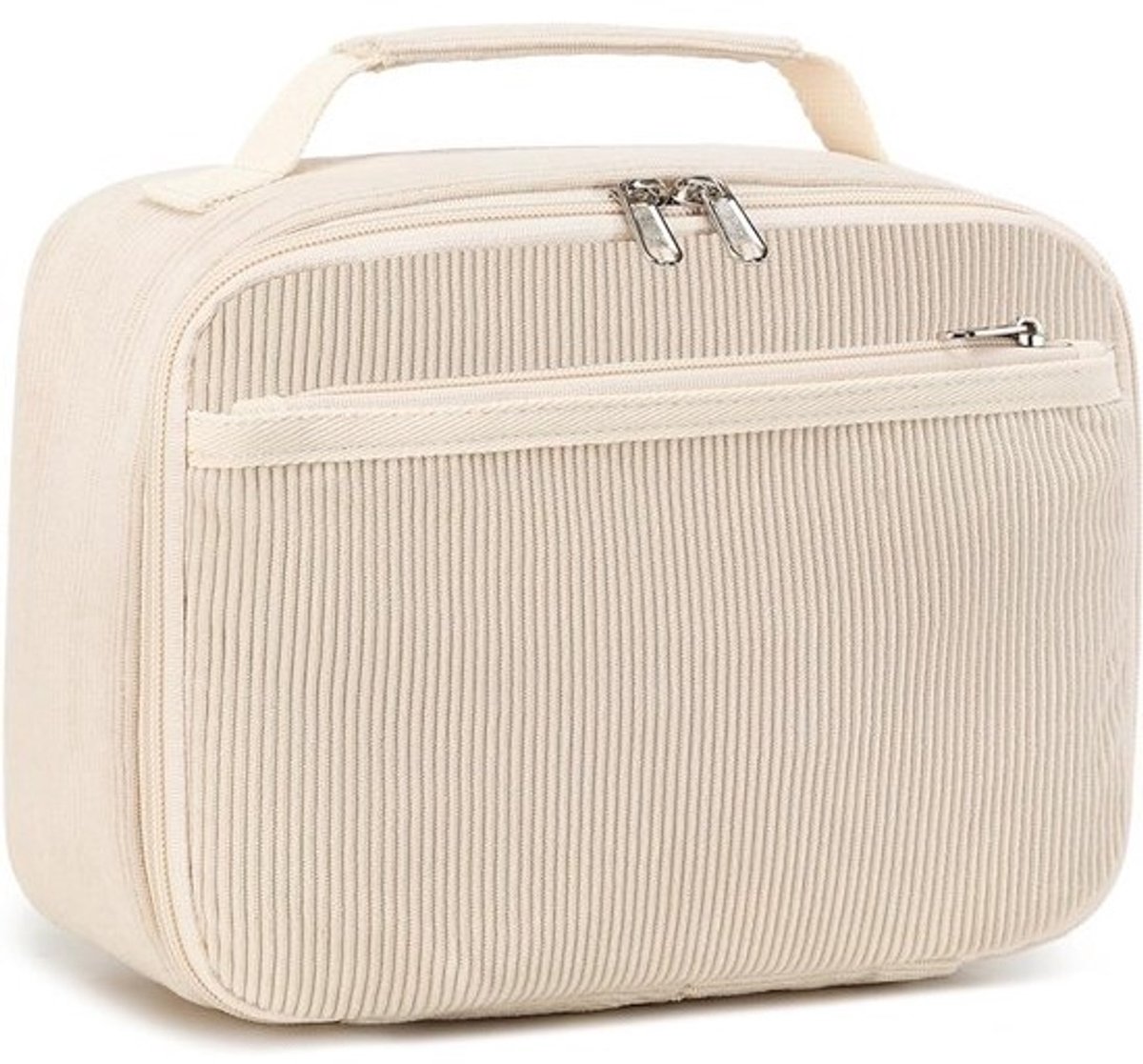 Kindvriendelijke Geïsoleerde Lunchtas voor School en Buitenactiviteiten - 5L Koeltas met Rits in Corduroy Beige
