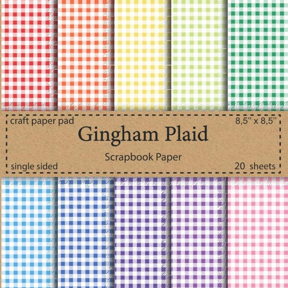 Plaid Scrapbook Paper: Craft Paper Pad | 10 Color Variation 20 Sheets 8.5 x 8.5 | Multicolor Patterned Paper | Great for Paper Arts, Gift ... Decoupage, DIY Crafts, Stationery Making