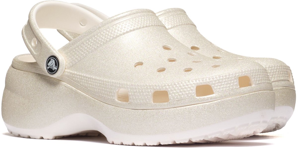 Crocs Classic Platform Glitter Klompen Beige EU 39-40 Vrouw