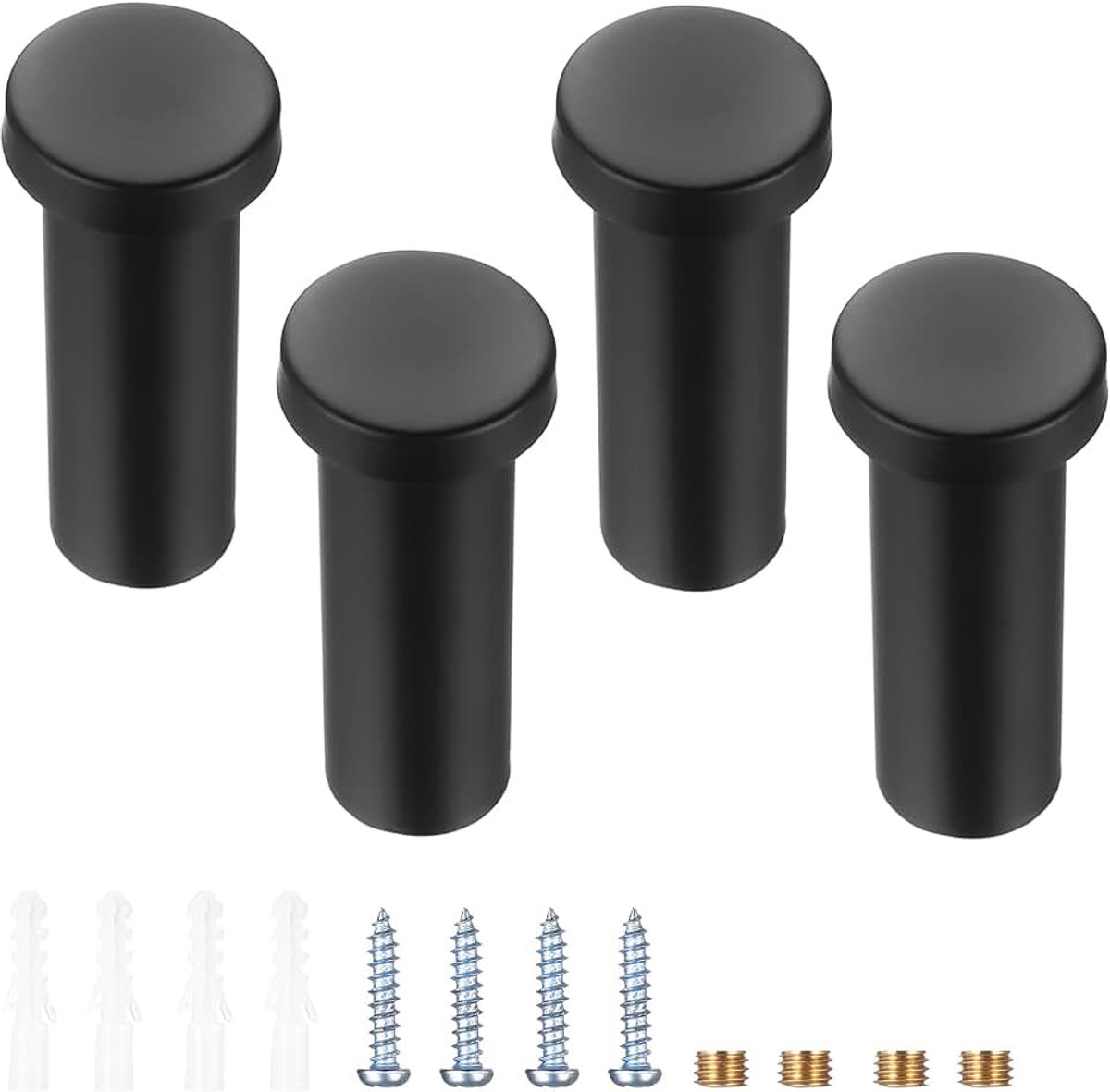 4 stuks kledinghaken, garderobehaken, mat zwart, wandhaken om op te hangen, voor garderobe, keuken, badkamer, kinderkamer, handdoekhaken, jashaken, jassen, haken