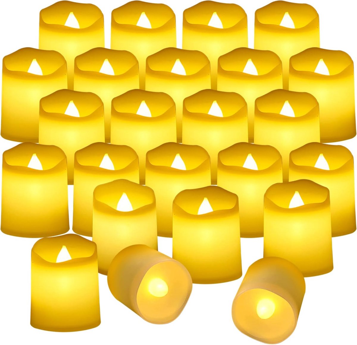 Flintry Set van 24 decoratieve Halloween-kaarsjes – vlamloze, flikkerende LED-waxinelichtjes op batterijen met warmwitte gloed; geschikt voor bruiloften, feestjes en decoratie tijdens Halloween en Kerstmis.