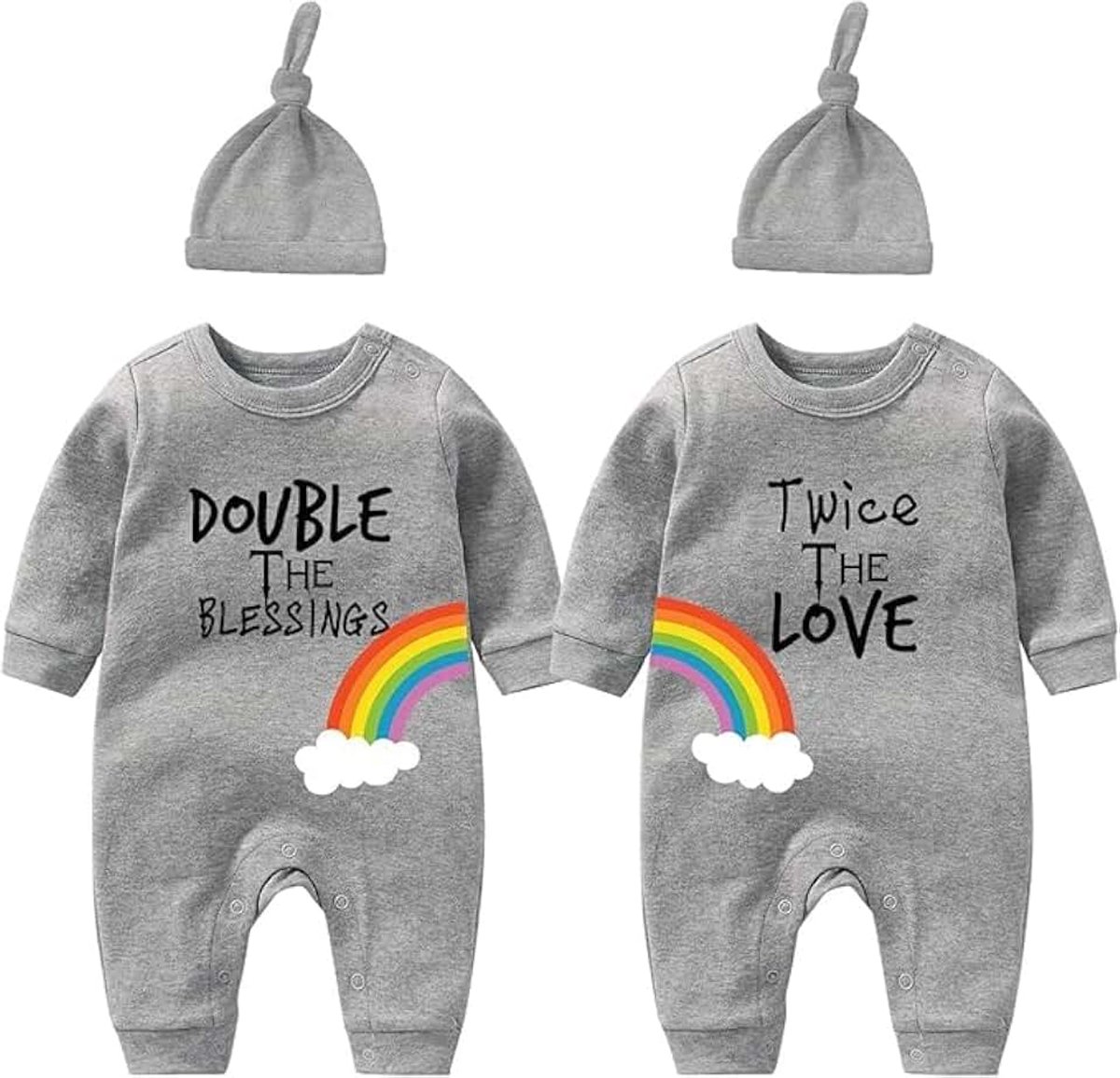 Tweeling Pasgeboren Baby Jongens Meisje Dubbele De Zegeningen Tweemaal De Liefde Baby Bodysuit Kleding Outfits