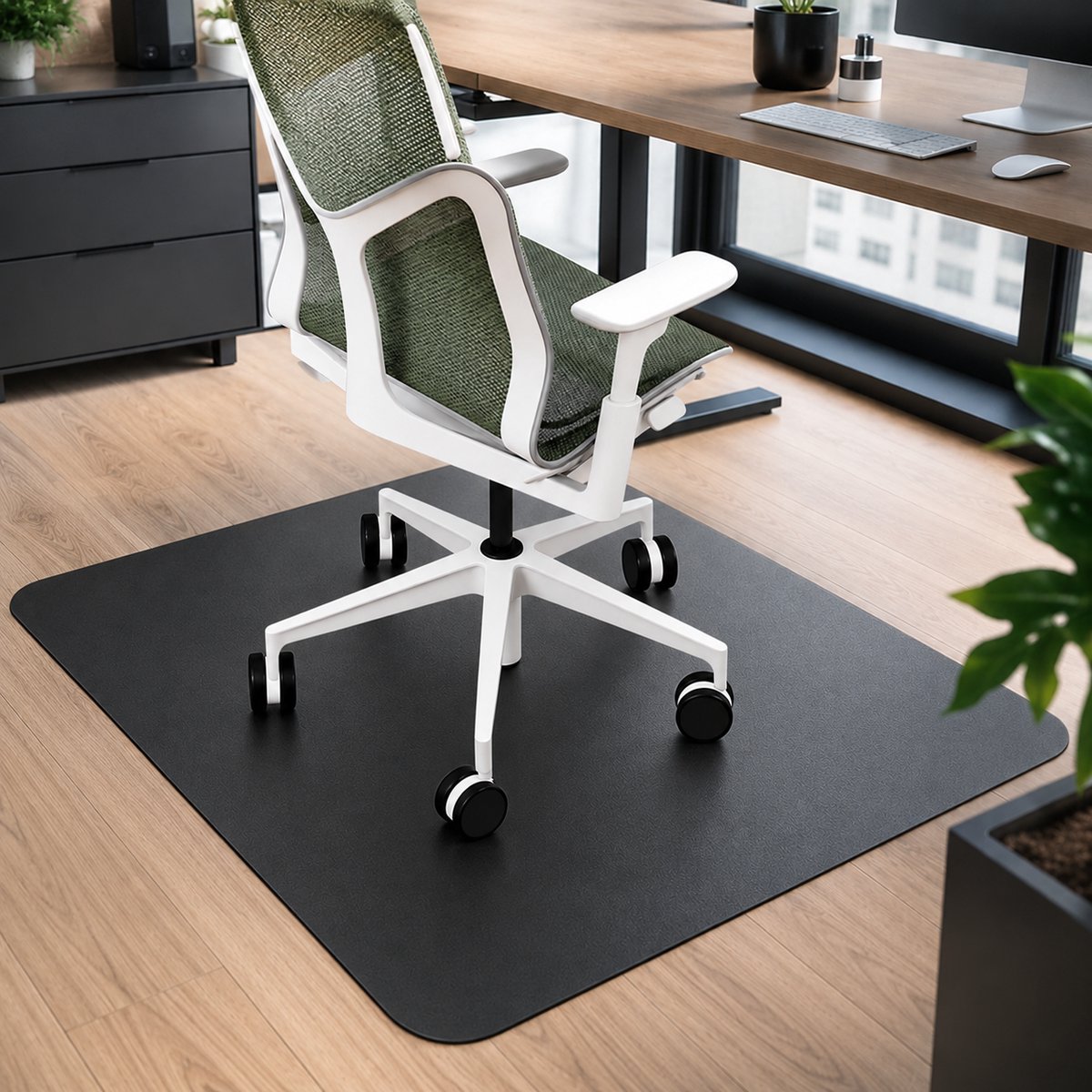FSW-Products Bureaustoelmat 130x90 cm – Vloerbeschermer voor Bureaustoel – Beschermmat voor Harde Vloeren – Zwart