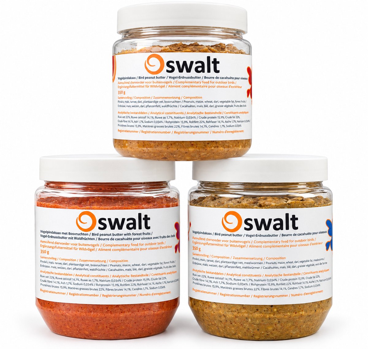 Oswalt - Vogel Pindakaas - 3 Soorten - Buitenvogelvoer