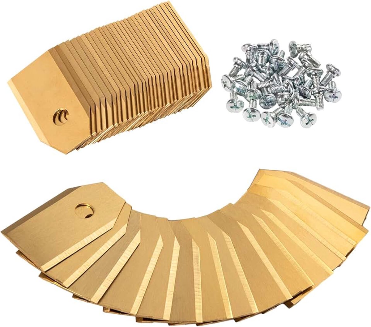 Messen van titanium, 30 reservemessen van titanium, snijmessen voor grasmaaiers, geschikt voor alle modellen van Husqvarna/Automower/Gardena, (3 g/0,75 mm) met schroeven