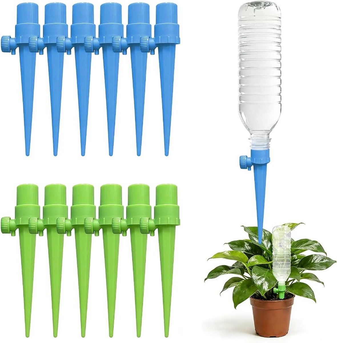Automatische Irrigatieset, Blauw Groen Druppelsysteem (12) | Automatische Irrigatieset, Regelbaar Druppelsysteem Voor Kamerplanten En Vakantie