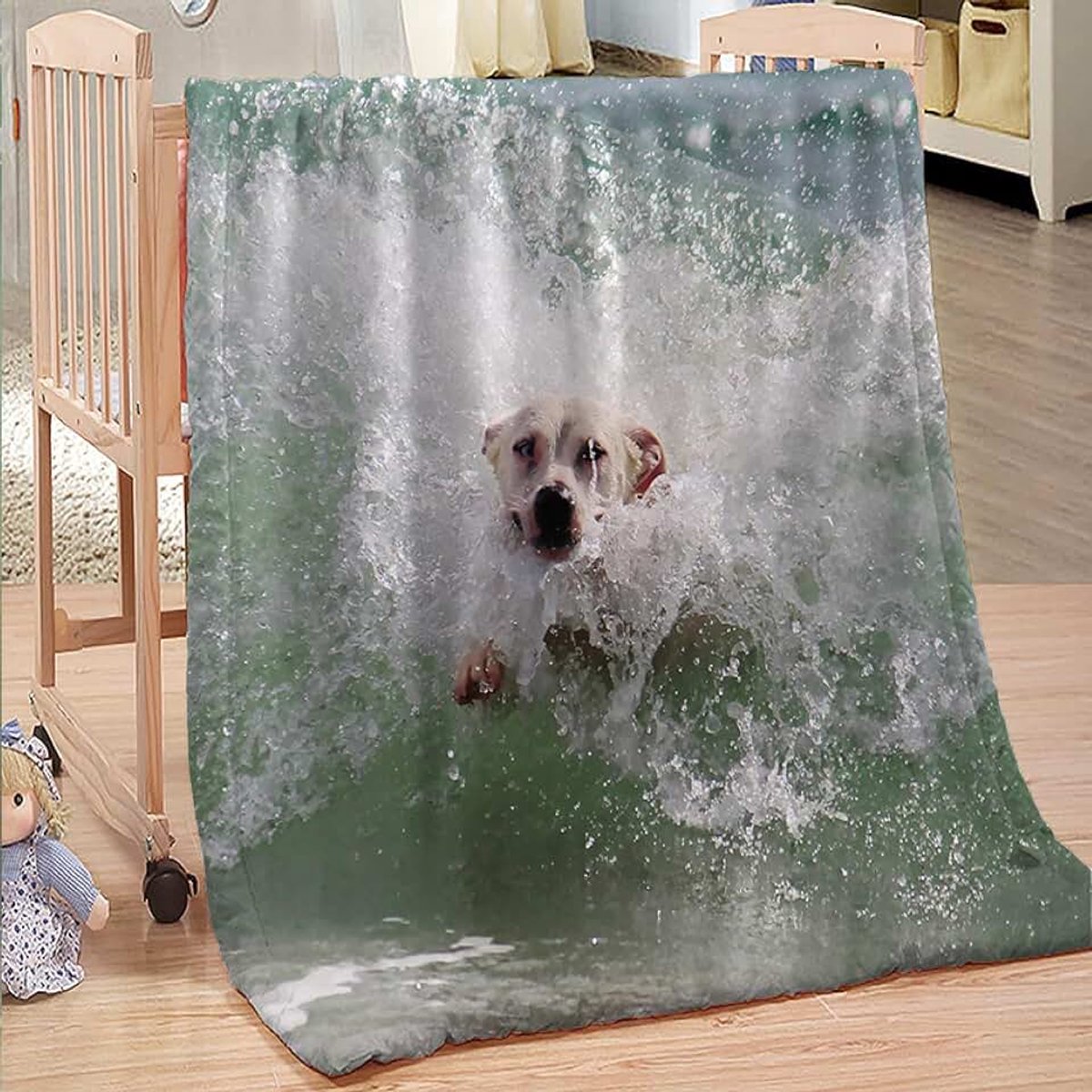Fleece deken Twin / Double - veelzijdige deken pluizige zachte plaid voor bed en bank grijze hond 100% microvezel 150 × 200 cm