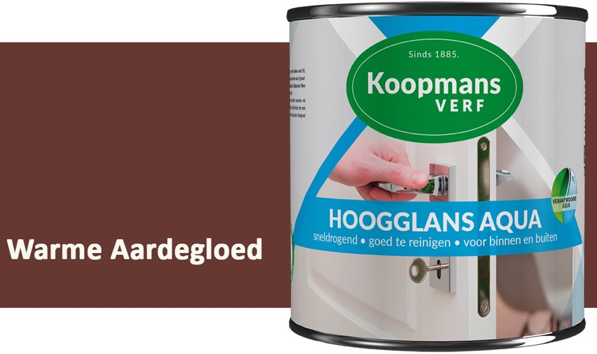 Koopmans Hoogglans Aqua Lak – 750 ml – Warme Aardegloed – Hoogglans Verf – Sneldrogend & Biobased – Voor Binnen en Buiten – Hout & Metaal