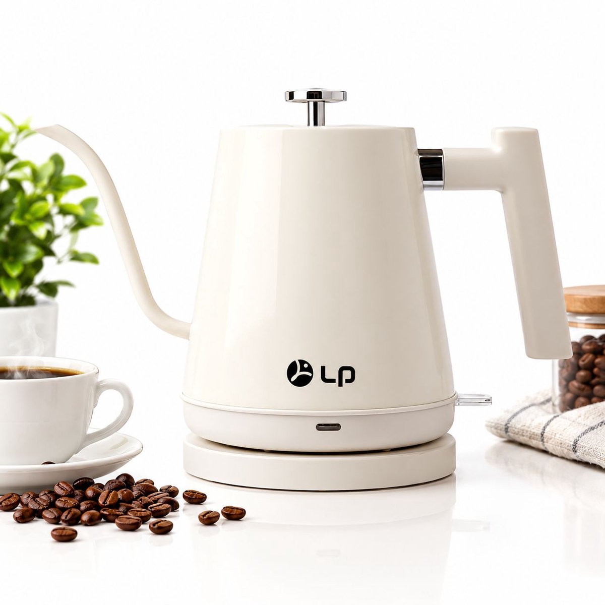 VHV - Waterkoker retro - Inhoud 800 ml - RVS - Elektrische Waterkoker - Gooseneck Waterkoker - Coffee Kettle - Heet Water Ketel