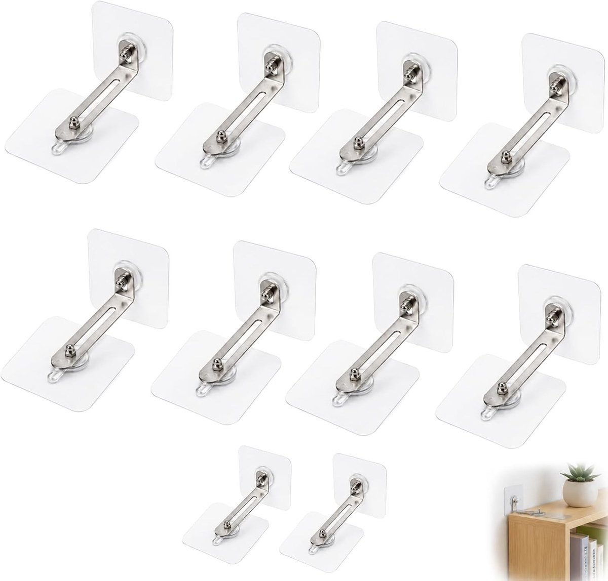 Set van 10 Meubel Veiligheidsankers, Zelfklevend, Wandankers voor Stabiliteit en Bescherming tegen Omvallen