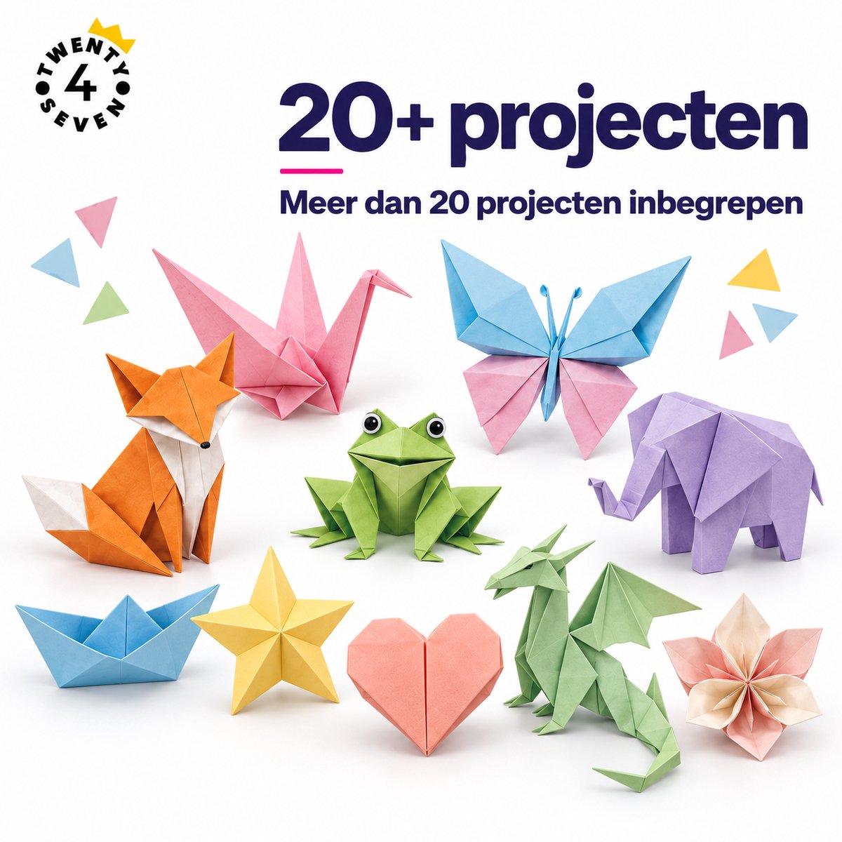 Twenty4seven® Gekleurd Papier A4 - 100 Vellen Origami, Vouwpapier en Knutselpapier - 80 Grams FSC - Surprise Knutselen voor Kinderen - Sinterklaas Cadeau - 20 Projecten — cadeau in Hobby - foto 5