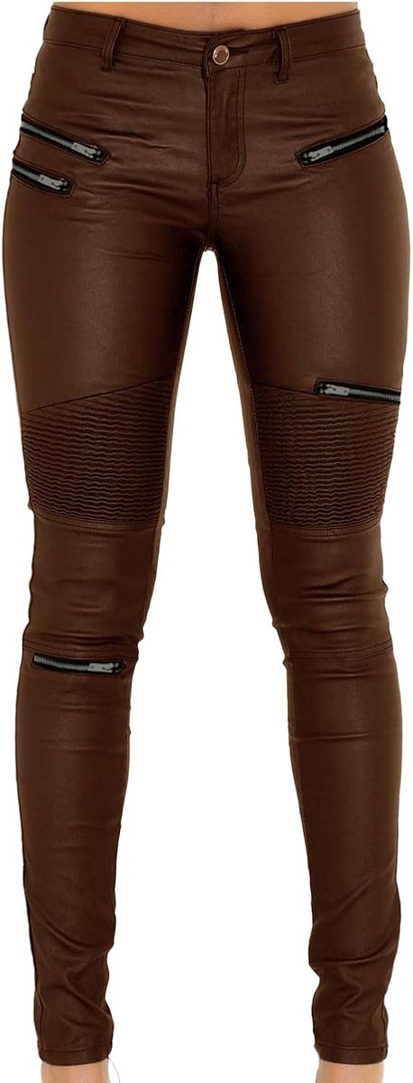 Broek Pu Leer Met een laag bedekte Denim Broek voor Vrouwen Sexy Strakke Elastische Rider Leggings