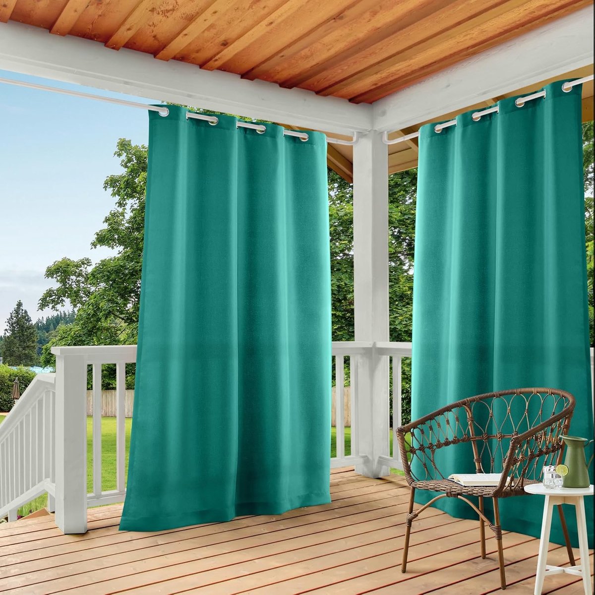 Home Curtains In-Out Solid GT gordijn, polyester, blauwgroen, 54x120