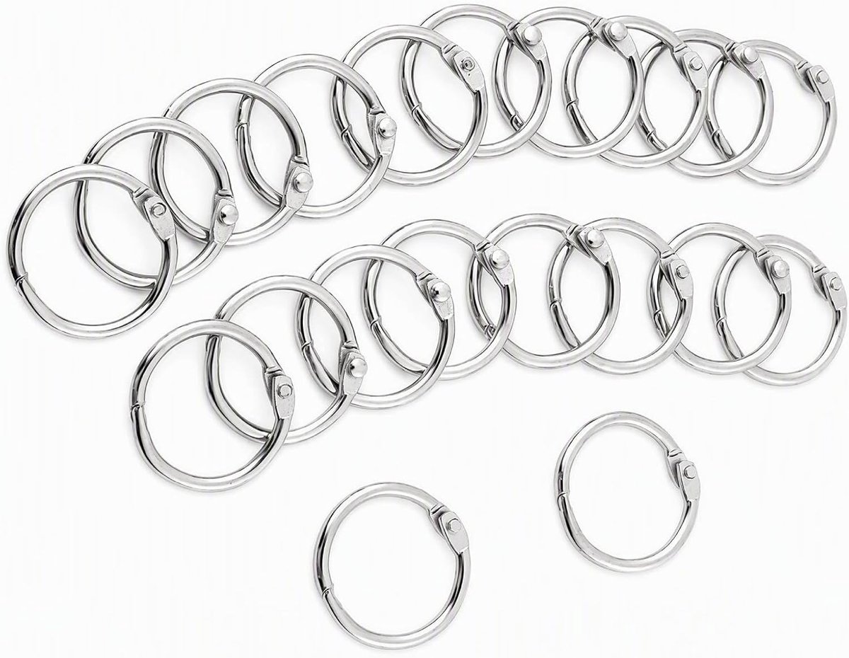 Sleutelhanger ringen 20 stks, metalen scharnierende ring boek bindmiddel split, metalen sleutelhangers voor album plakboek douchegordijn sleutelhangers(S)