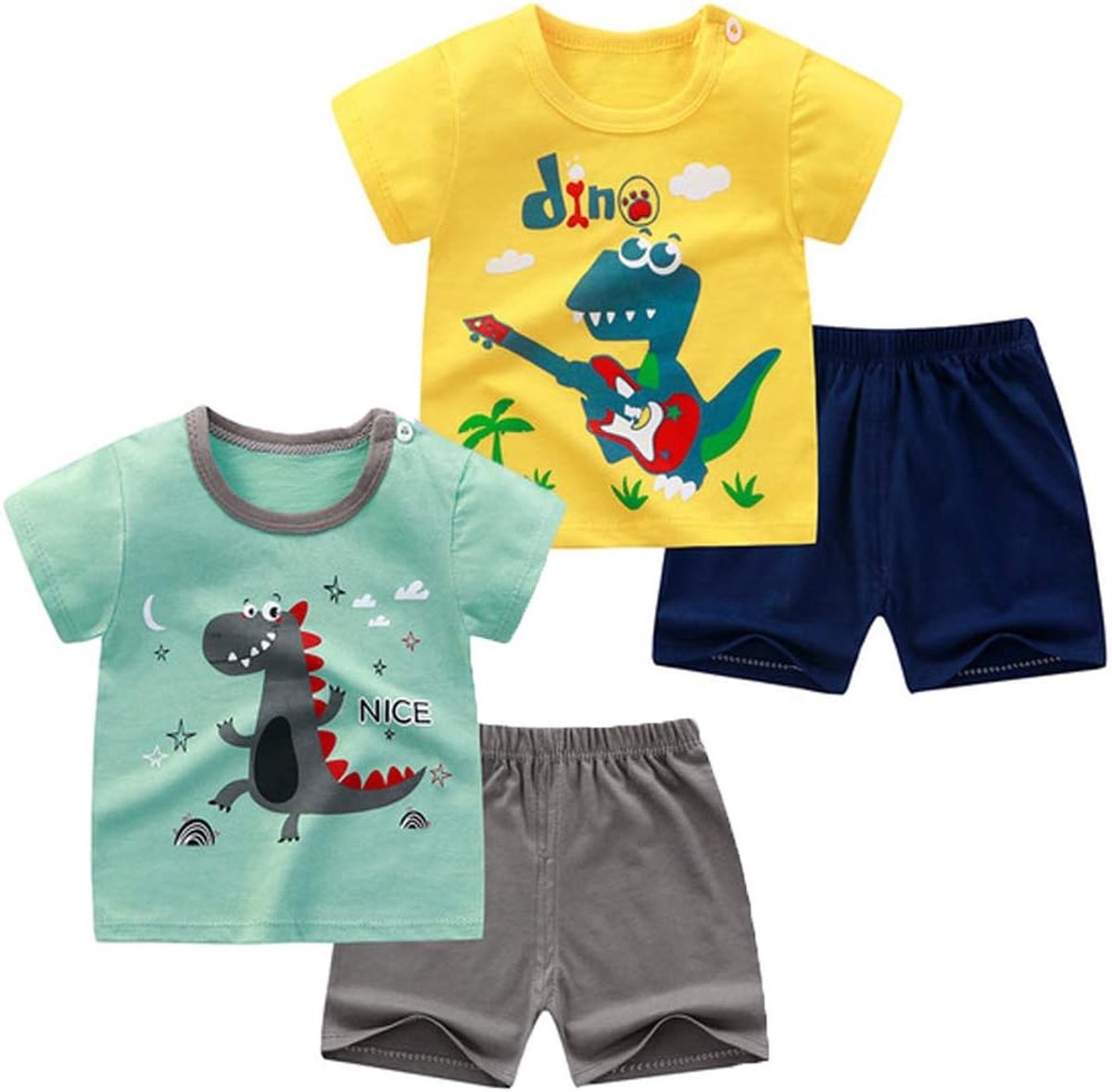 Kinderen jongens T-shirts met korte mouwen en shorts set dinosaurus T-shirt Huis kleding voor leeftijd 1-6 jaar, 03-dinosaurus-set, 4 jaar