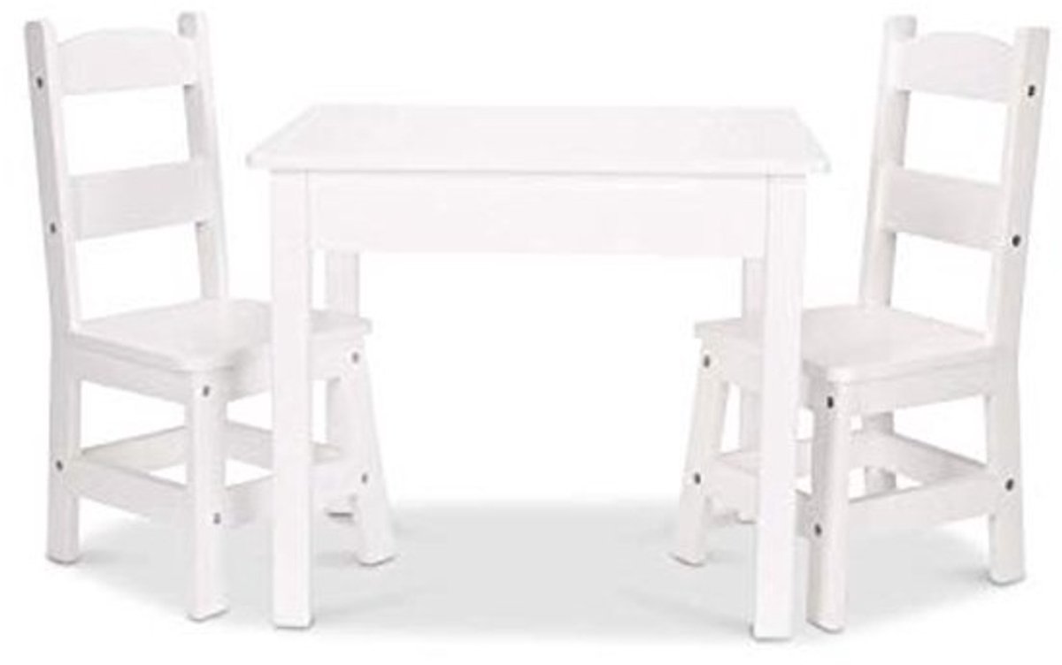 Houten Tafel en Stoelen Set - Wit voor Spelletjes en Creatief Spelen