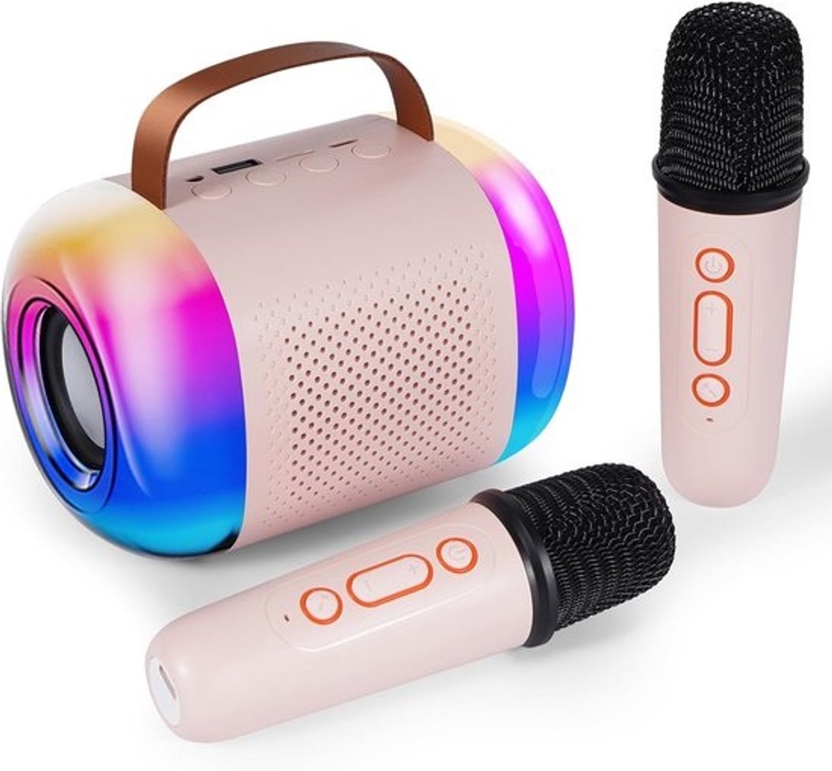 Karaoke Machine - Draagbare Geluidsbox - Muziek en Zang - Met 2 Microfoons - 15 x 14.5 x 10 cm
