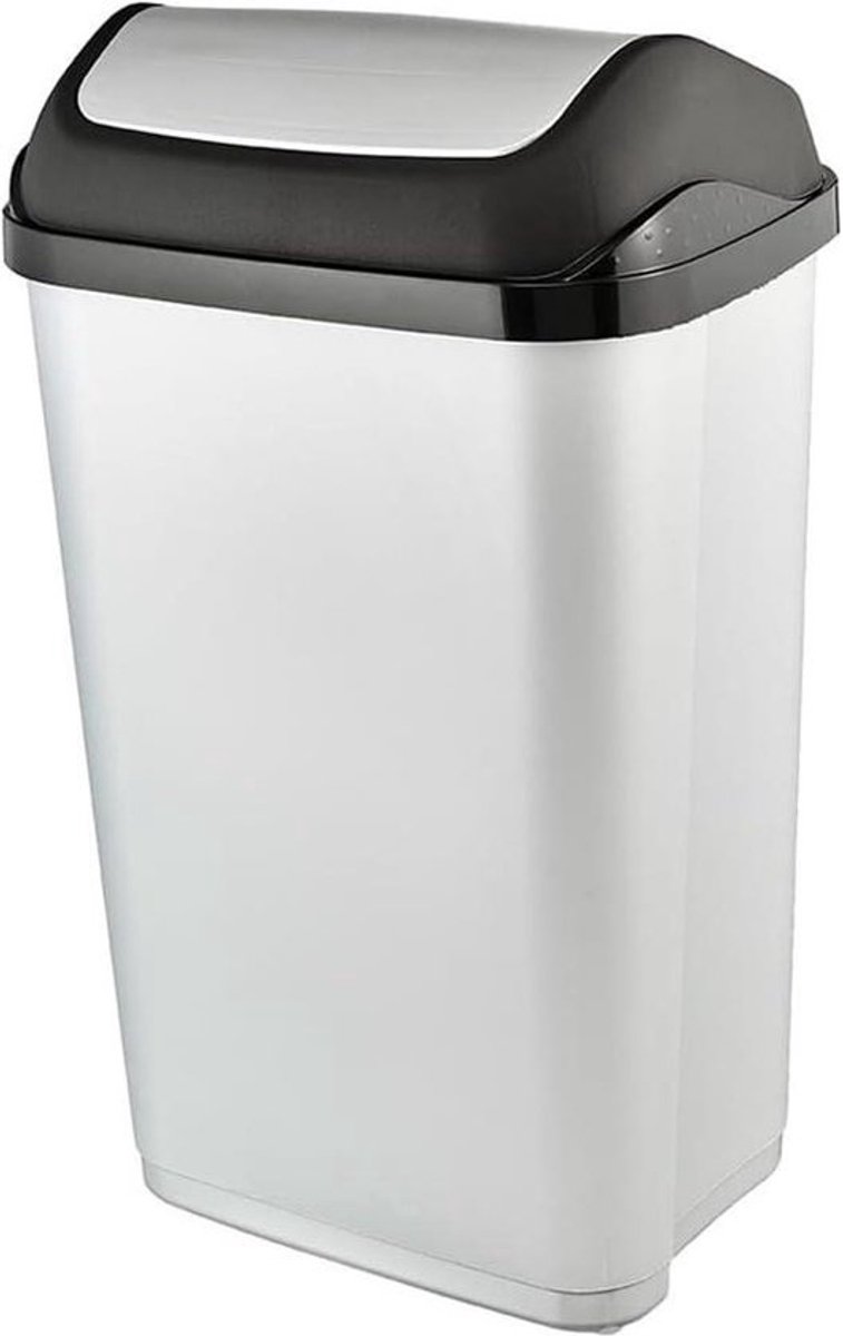 Vuilnisbak met swing-deksel 50 l Swantje zilver - HTML content toegevoegd pedaalemmer 50 liter