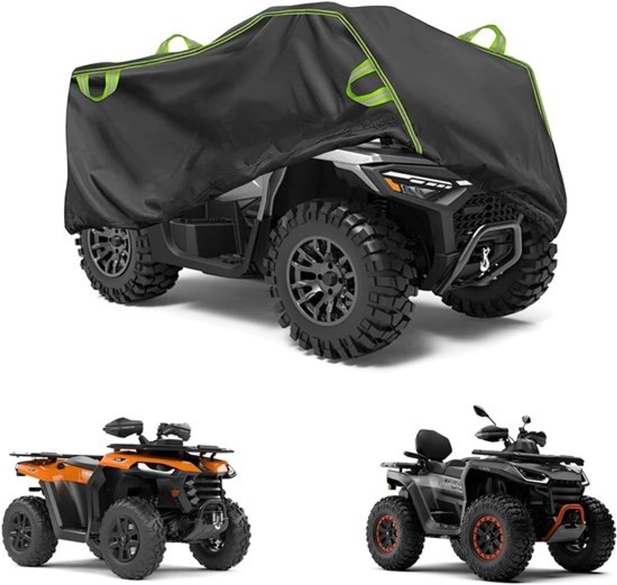 Afdekzeil voor Quad en ATV, XXXL 256 x 110 x 120 cm, waterdicht 210D Oxford, uv-bescherming, windbestendig, regenbescherming met reflecterende strepen