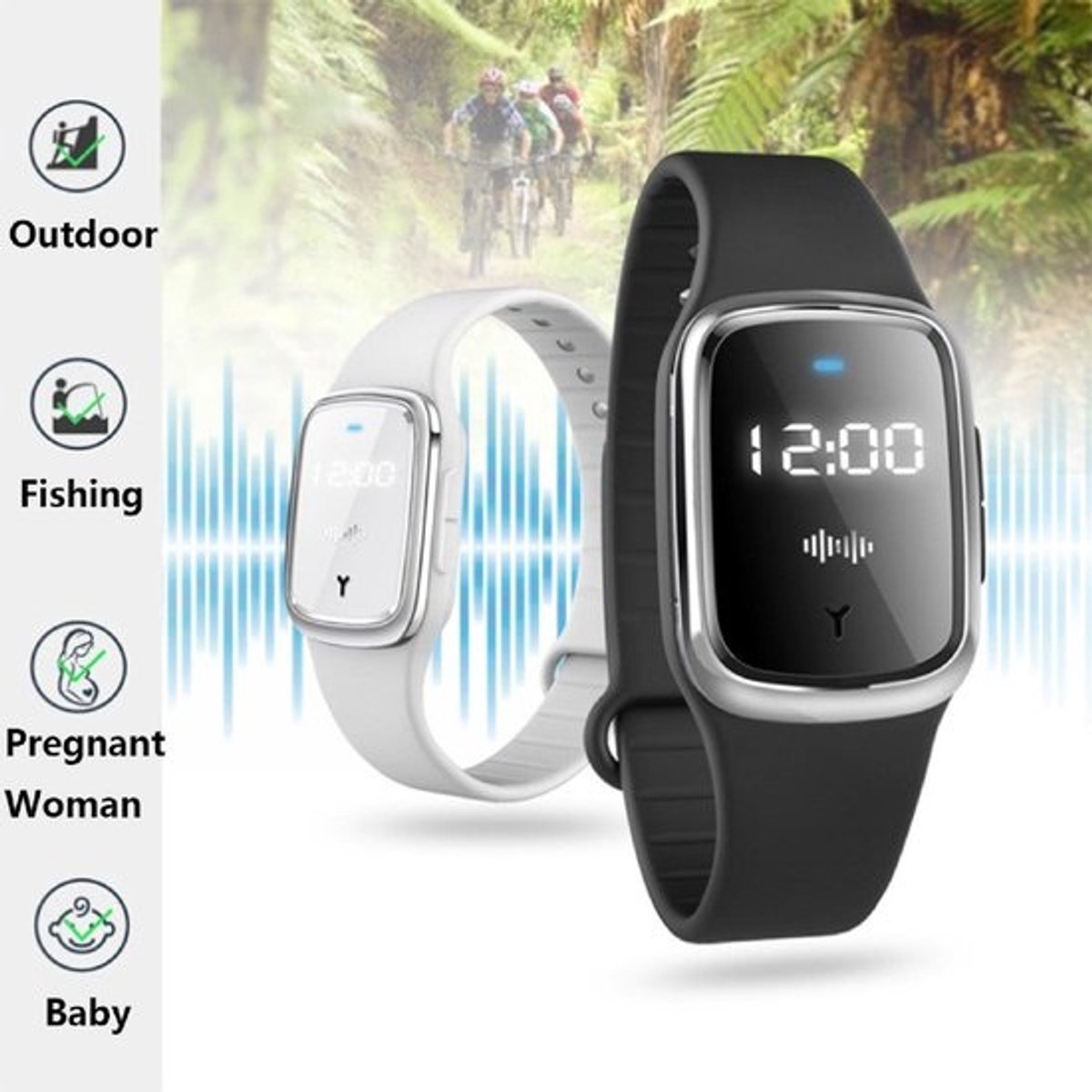 Ultrasone Muggenspray Armbanden - Elektronische Anti-Muggen Horloge met USB Opladen, Waterdicht en Herbruikbaar voor Buitenactiviteiten zoals Kamperen en Wandelen