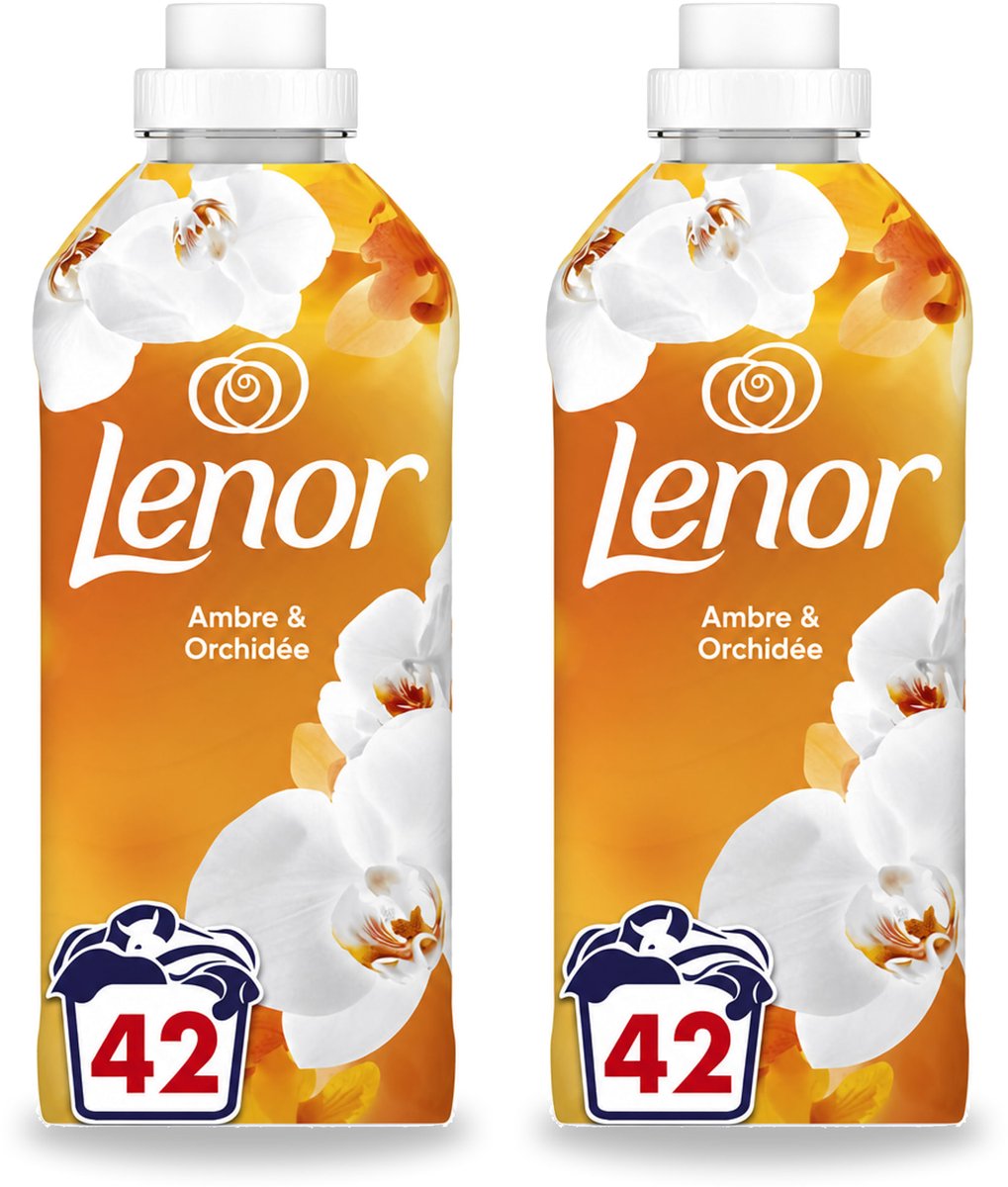 2 x Lenor - Wasverzachter - Amber & Orchidee - Fris & Zacht - 42 Wasbeurten - Voordeelverpakking - 2 stuks