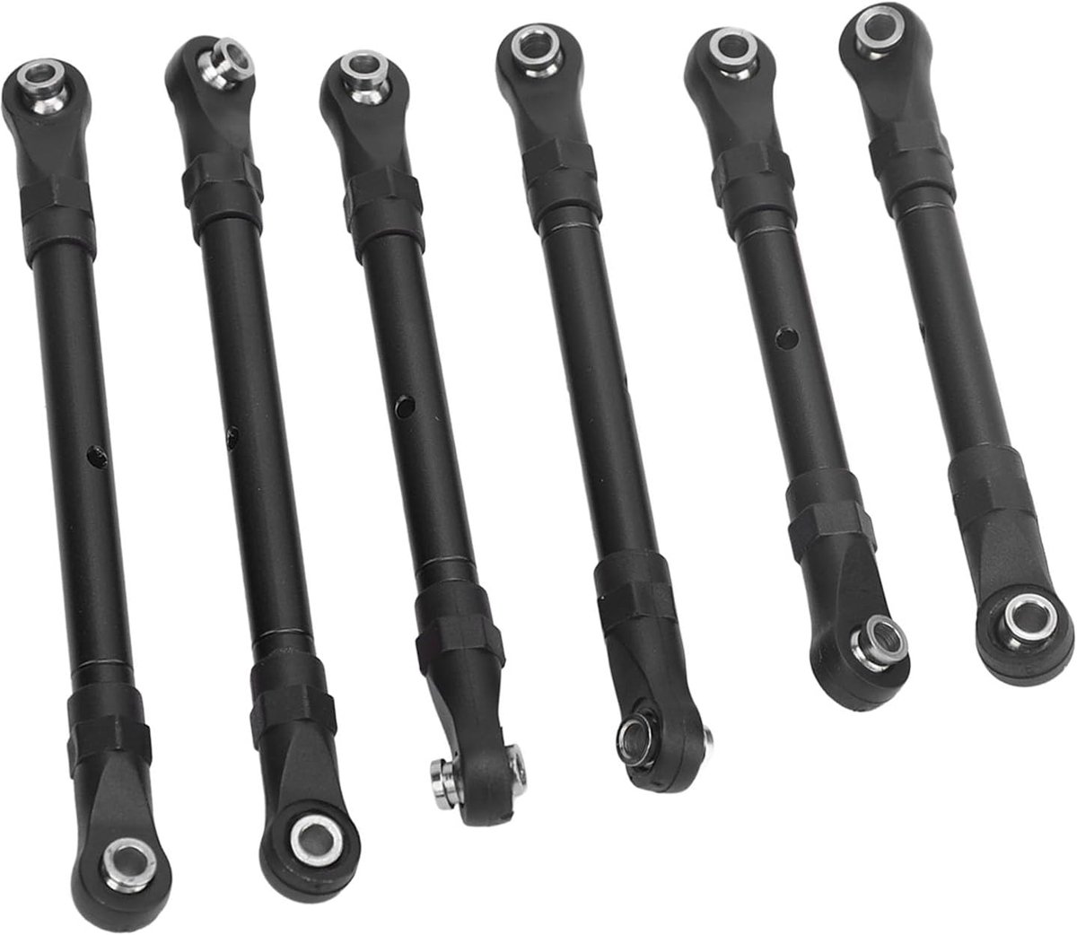 Autostang, 6 Stuks Aluminium Reserveonderdeel Lange Korte RC Auto Stuurstangen voor Traxxas Slash op Afstand Bestuurbare Auto (BLACK)