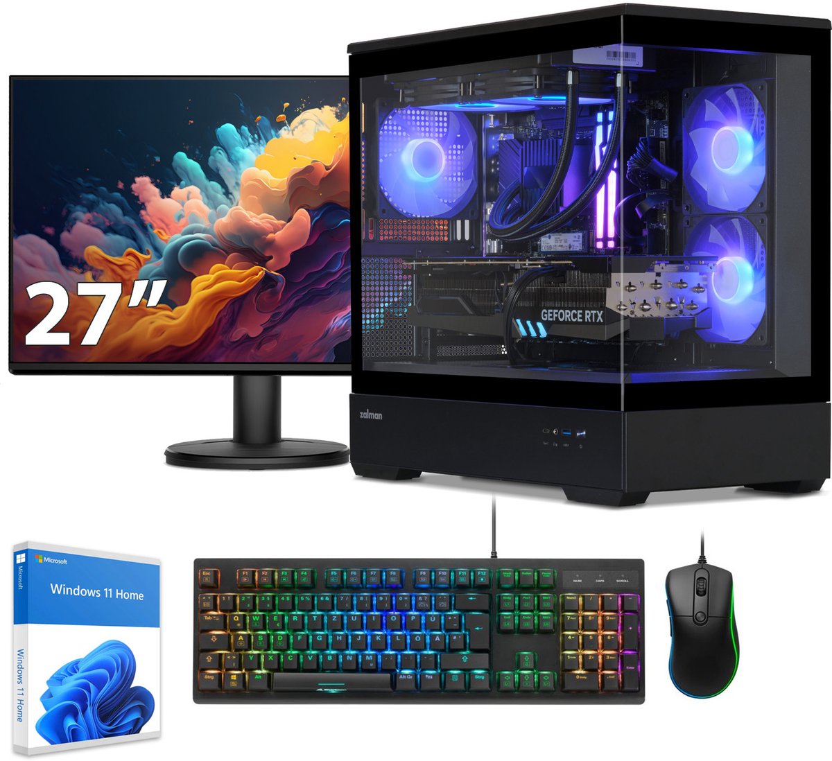 Sedatech Pakket Advanced Gaming PC Waterkoeling Full Vision • Intel i5-12600KF • Geforce RTX4060 • 32Gb RAM • 2Tb SSD M.2 • WiFi, USB C • BT • Windows 11 • Desktop computer • Monitor 27''
