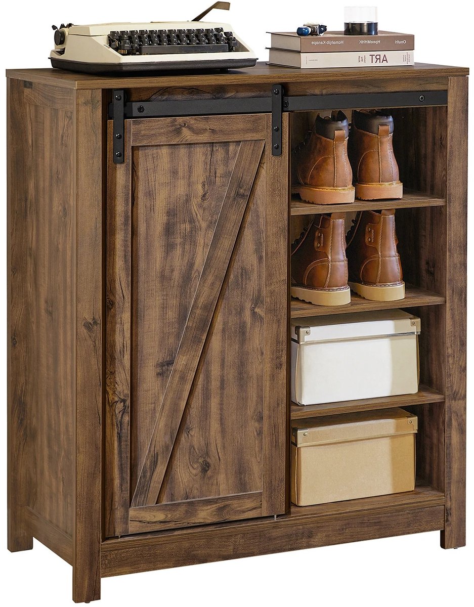 Bresht Dressoir - Opbergkast - Kast - 5 planken - Landelijke uitstraling - Tot 45 kg draagvermogen - Chocolade - 80 x 92 x 35 cm