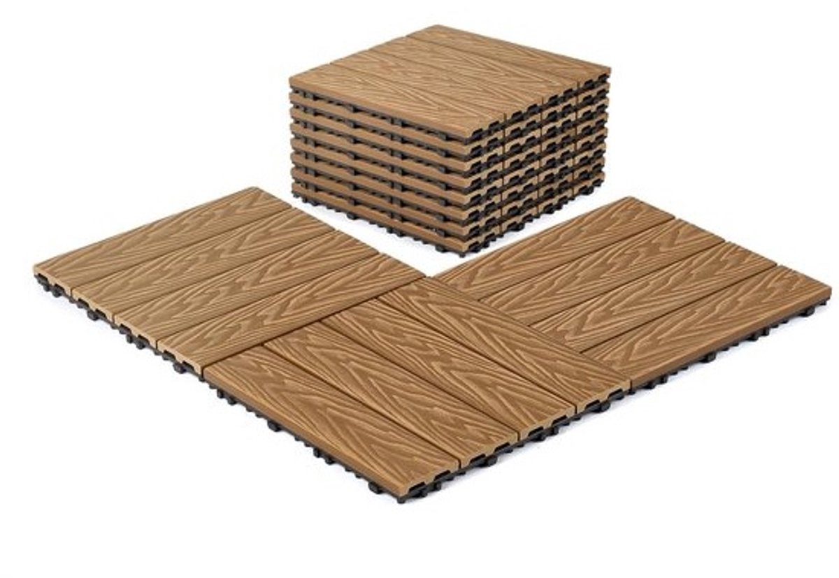 In elkaar grijpende vloertegels voor buiten - 30,5 x 30,5 cm - ideaal voor veranda, balkon en achtertuin