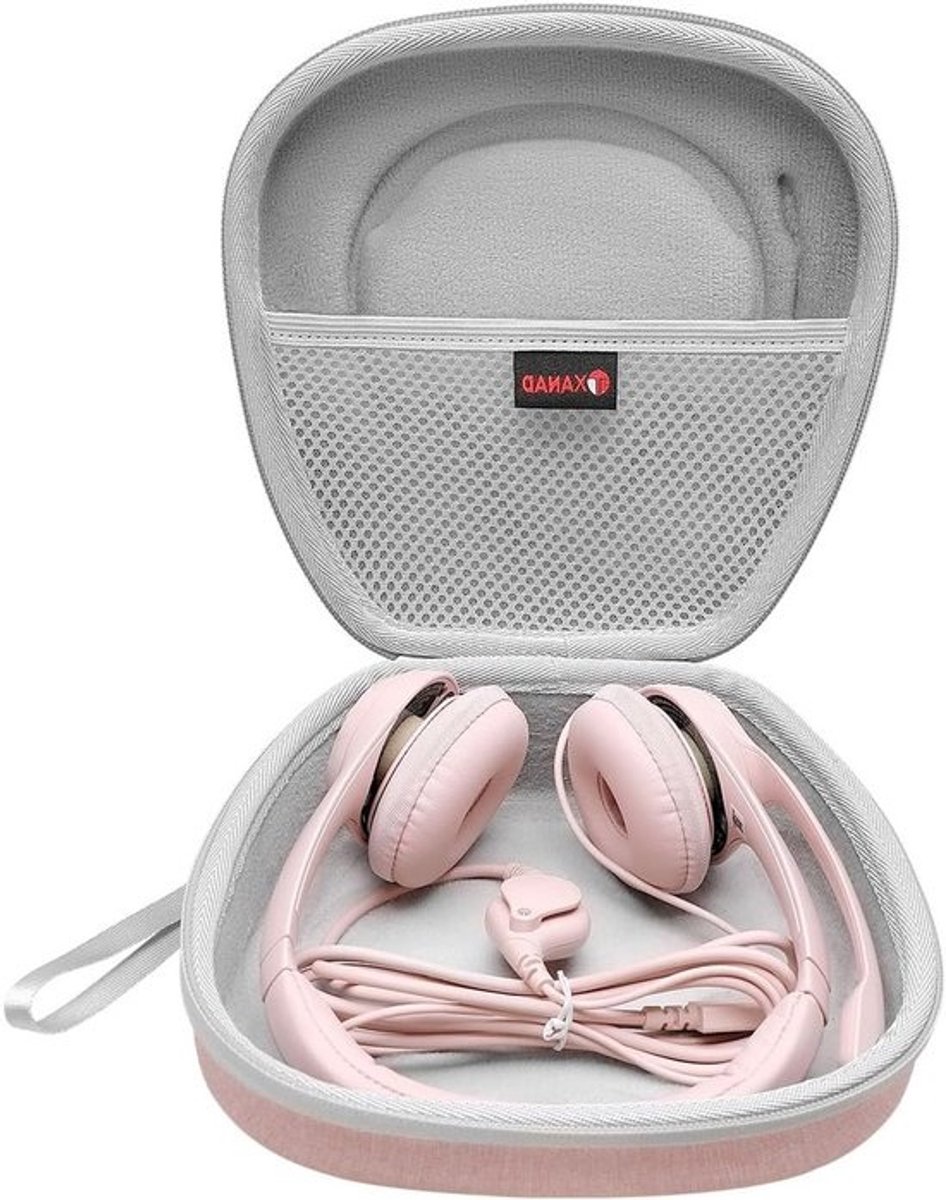 Hoofdzak voor Hoofdtelefoon met Microfoon - Beschermende Tas voor Stereo Headsets zoals Logitech H340, H390 en Plantronics Blackwire 3220/3225 (Roze)