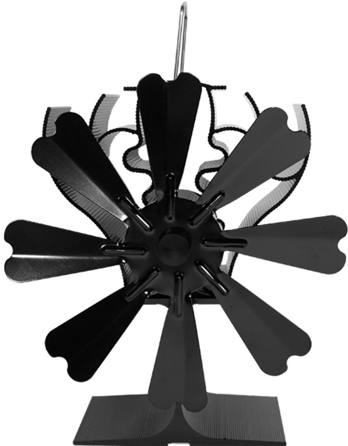 Kachelventilator - Haardventilator - Warmeluchtventilator - Zwarte Kleur - 6-Bladig - Stil - Efficiënte Warmteverdeling - Ecologisch - Zonder Accu