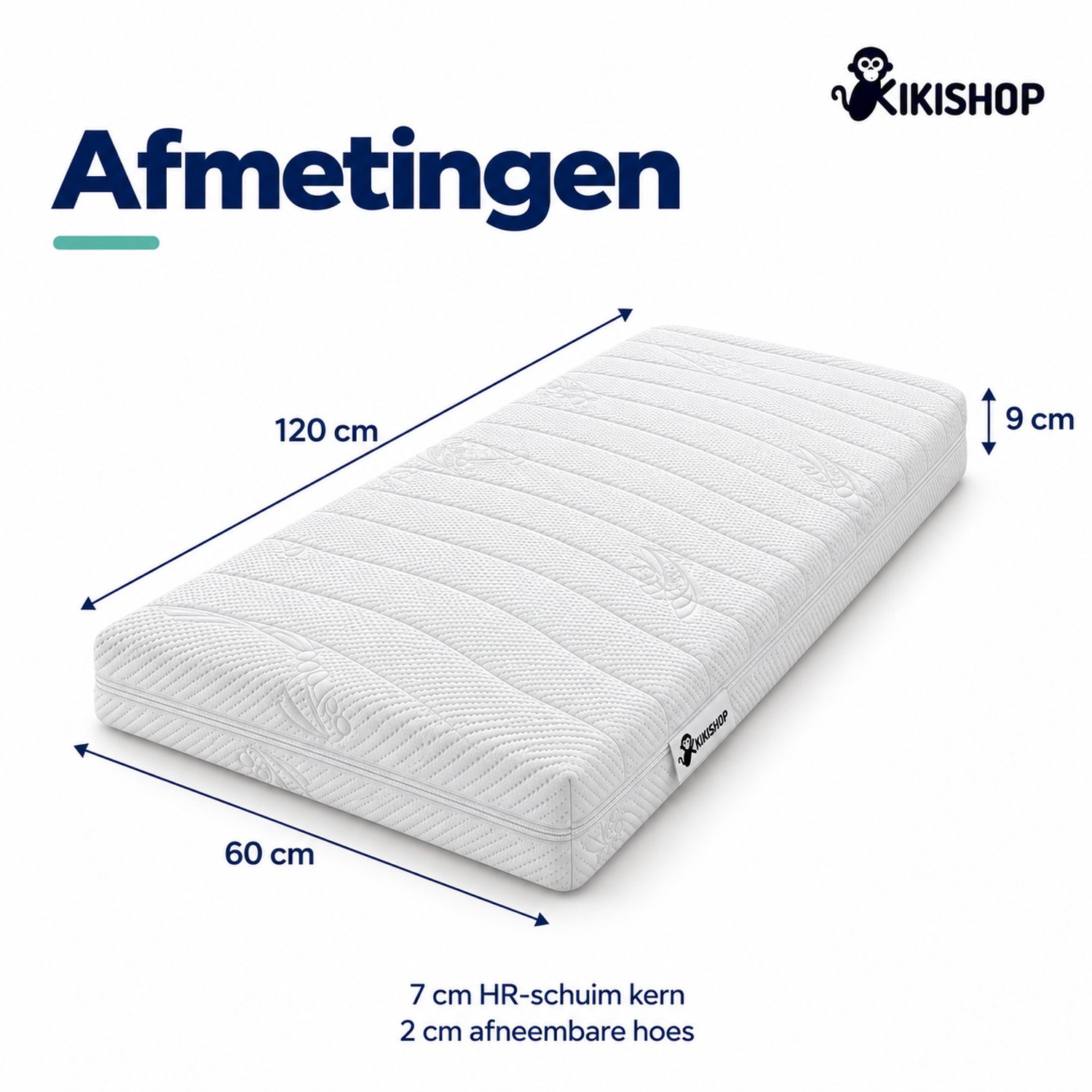 Kikishop Babymatras 60x120 cm - 9 cm dik - HR-schuim - Ledikant – foto 2