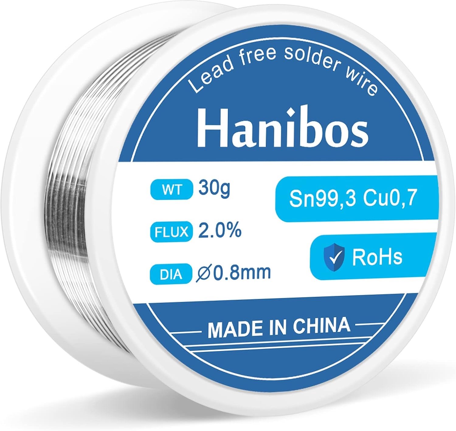 Tinsoldeer 0,8 mm 30 g - Sn99,3 Cu0,7 - milieuvriendelijk - voor elektrisch solderen - Vemera