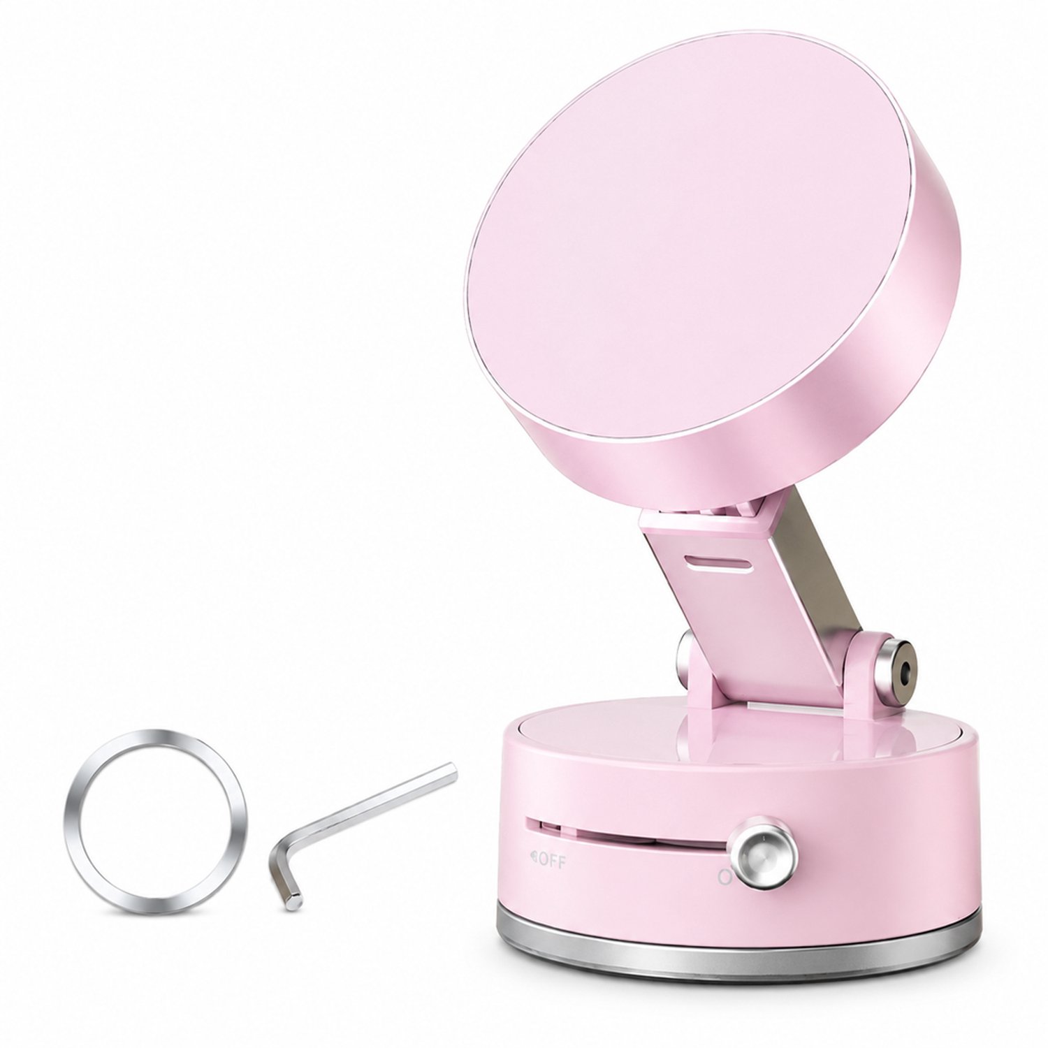 Telefoonhouders auto: opvouwbare magnetische telefoonhouder met vacuümzuignap voor het autodashboard, roze