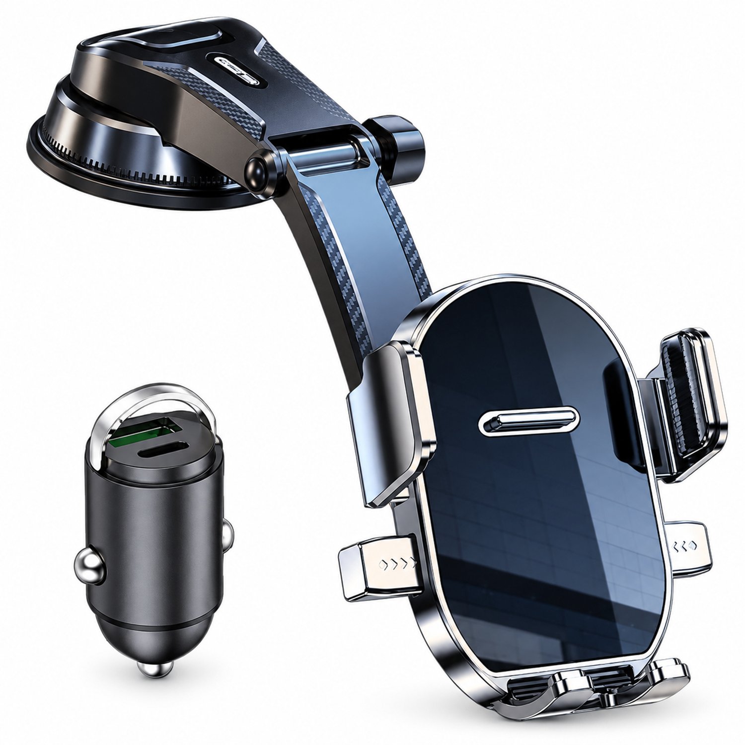 Telefoonhouders auto – autotelefoonhouder met vacuümzuignap, automatische klemming en autolader