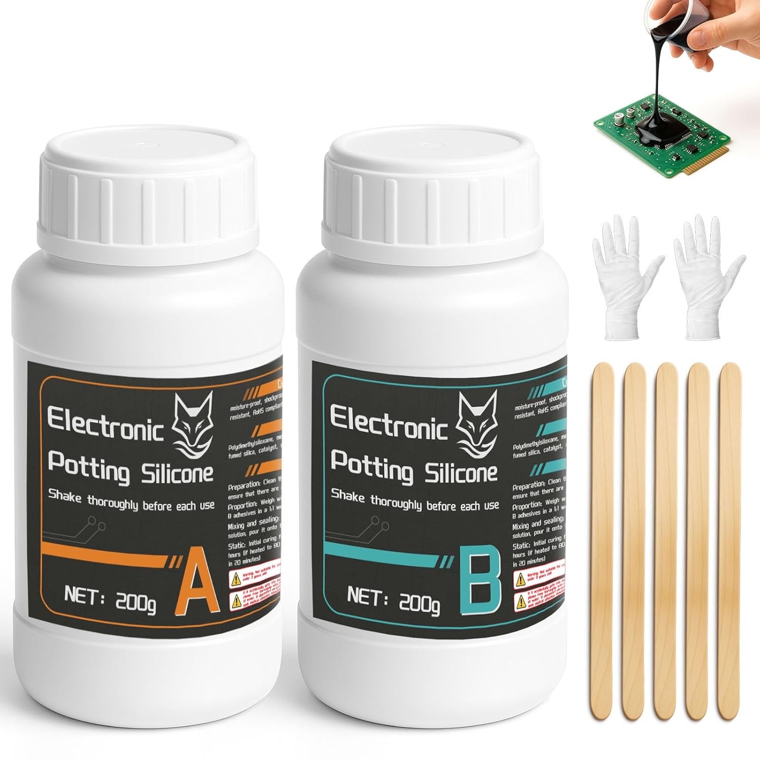 Gietmassa 400 g - zwarte isolerende coating - waterdicht en schokbestendig - betrouwbare bescherming voor elektronica - m-winkel