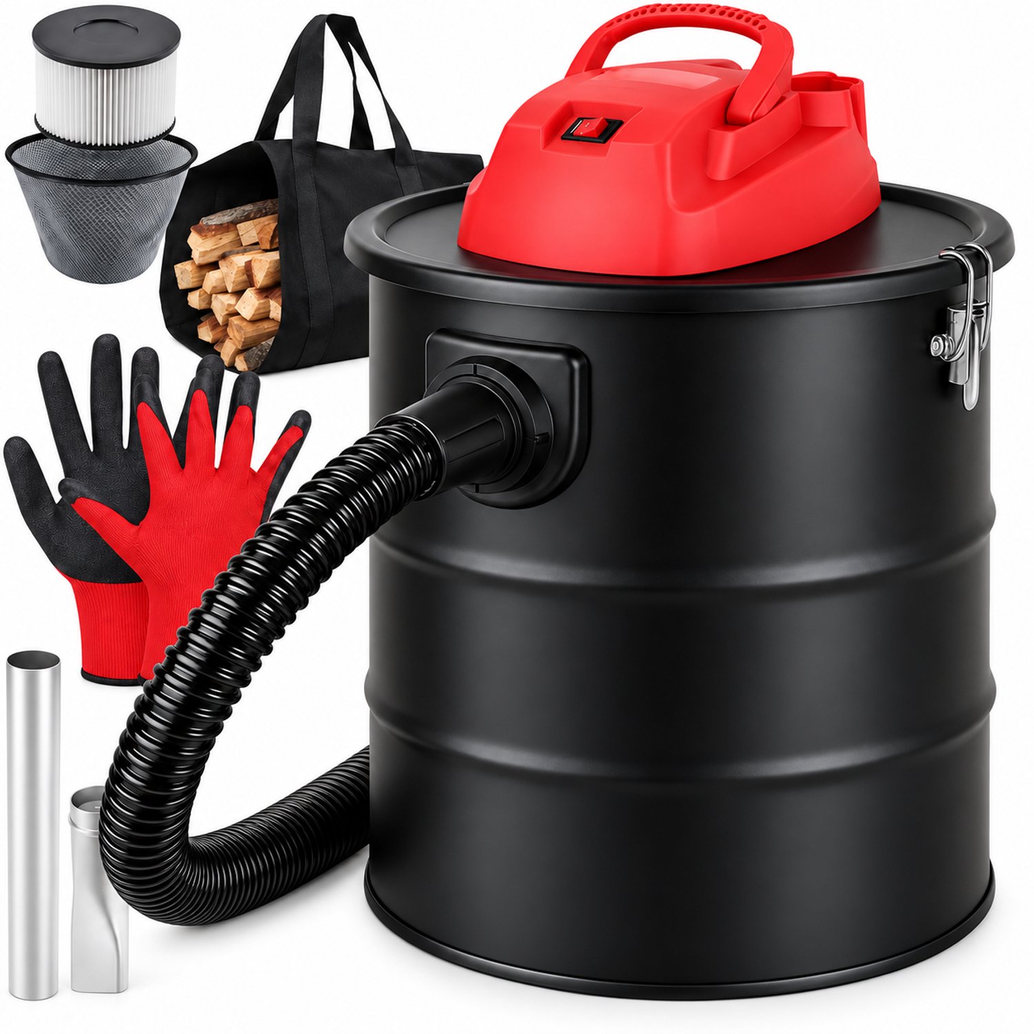 Asstofzuiger 1200W - Aszuiger met HEPA-filter voor Pelletkachel - Zakloos - BBQ Stofzuiger - 15L RVS Tank