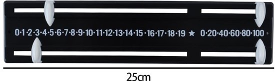 Zwart scorebord van kunststof voor tafeltennis, pool of biljart (255 x 59 mm) — afbeelding 3