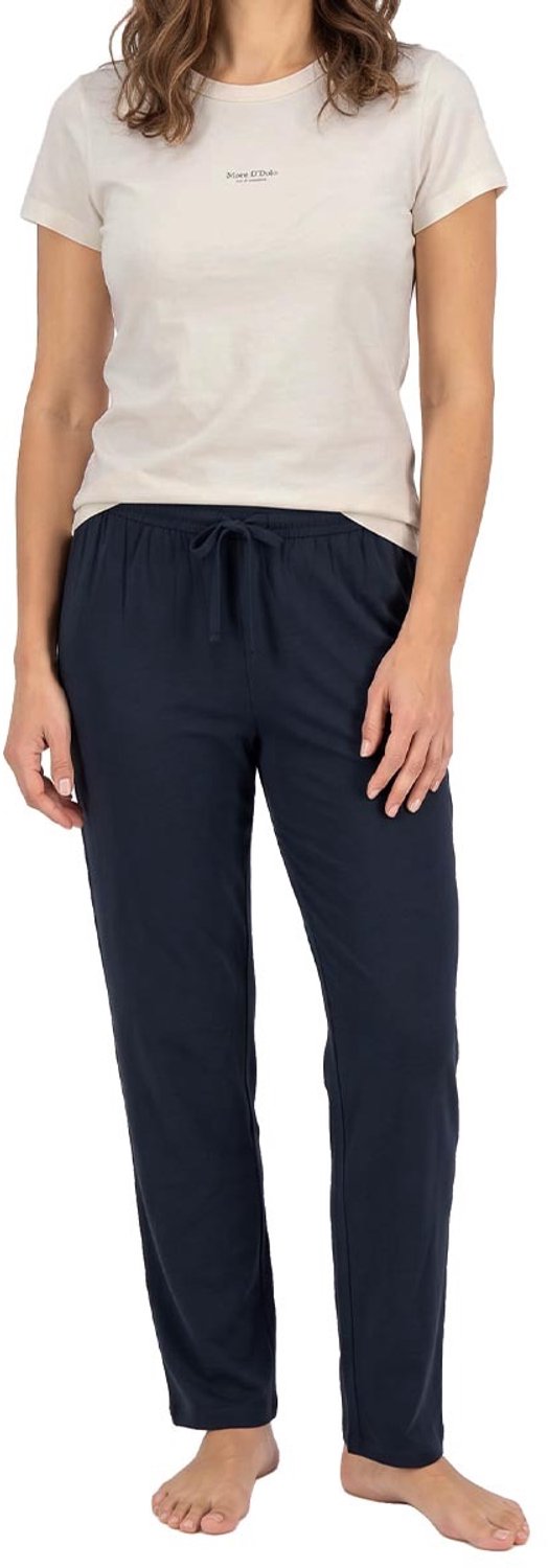 Marc O'Polo Dames pyjama Cotton donkerblauw / crème