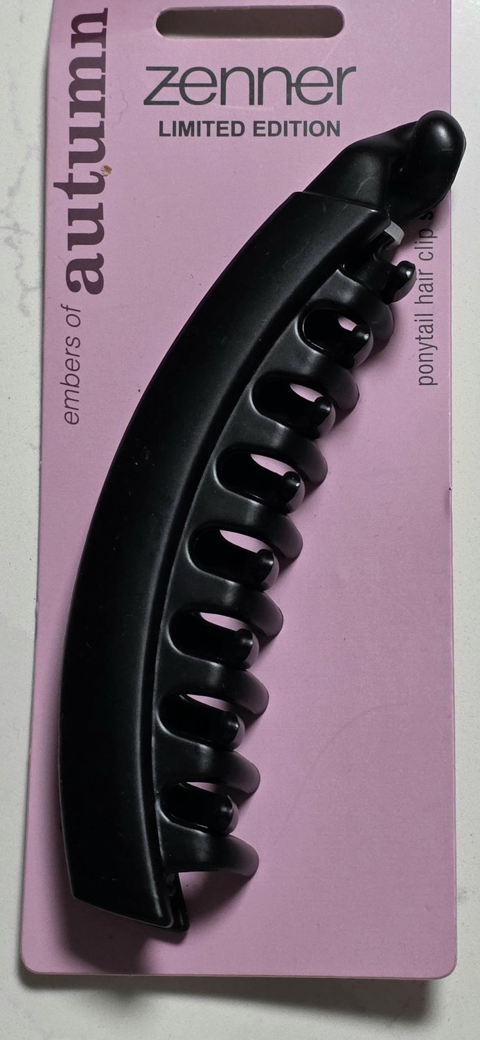 Zenner - haarklem lang gebogen - bananen klem - haarspeld - haarclip - mat zwart - paardenstaart 13 x 3 cm - bananenclip