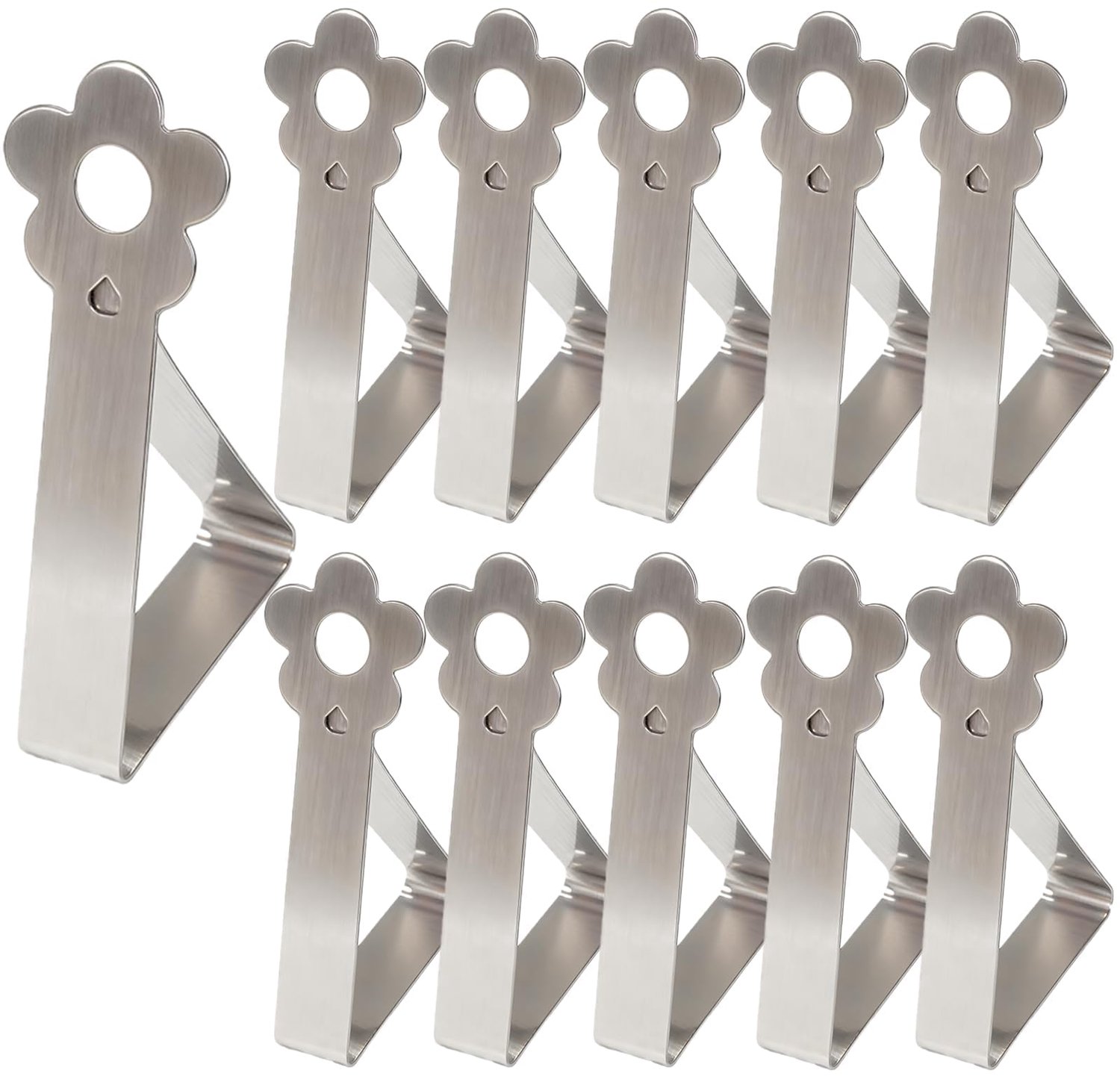 Set van 10 RVS Tafelklemmenset met Bloemdesign